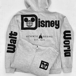 Walt Disney World Castle Mickey Zip-Up Grey Hoodie - NWT